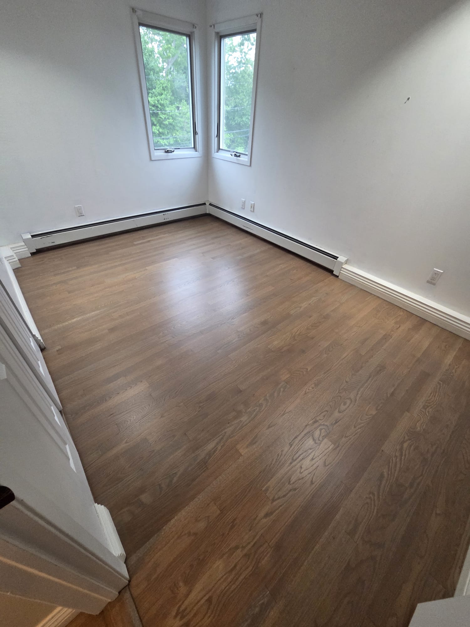 Refinished oak bedroom after